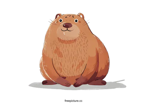 [Transparent Background PNG]Cute Cartoon Groundhog Sitting On White Background