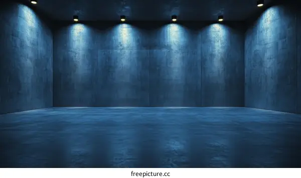 Empty Concrete Room with Spotlights