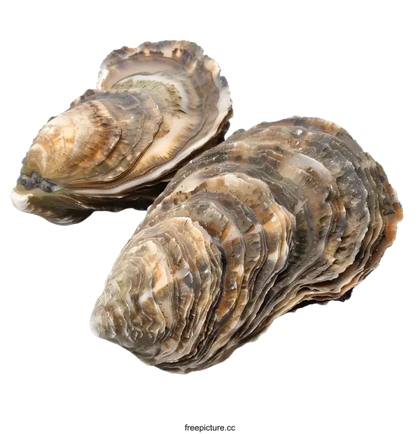 [Transparent Background PNG]Two Fresh Oysters on White Background