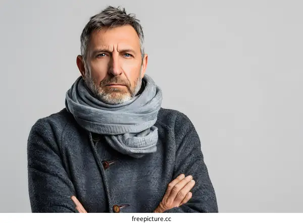 Portrait of a serious mature man with arms crossed