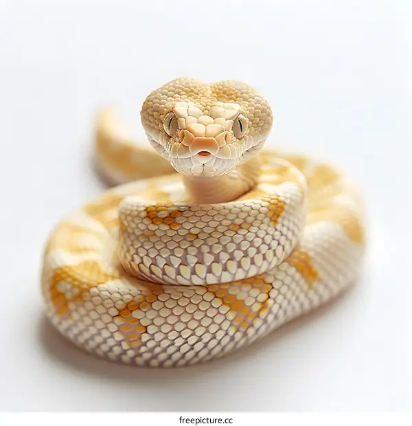 Albino Python on White Background