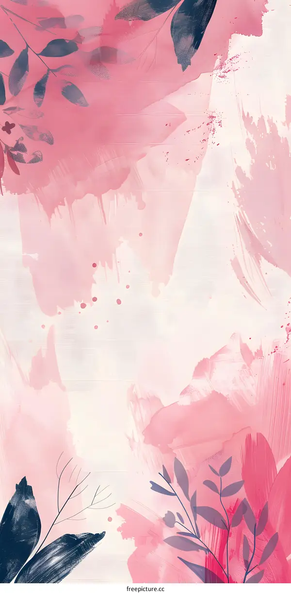 Abstract Watercolor Painting with Pink and Blue