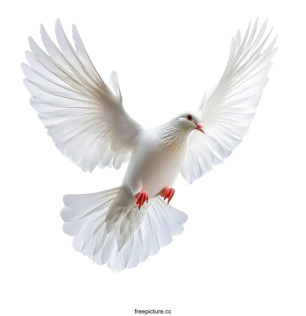 [Transparent Background PNG]White Dove in Flight Against a White Background