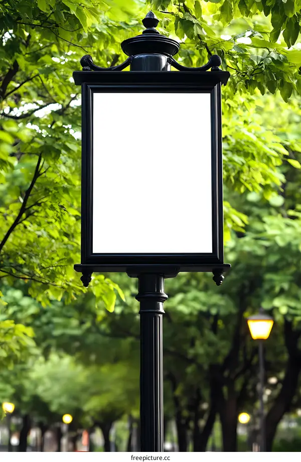 Blank Signboard With Green Tree Background