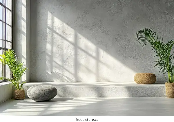 Modern Minimalist Studio Interior Design with Sunlight and Plants