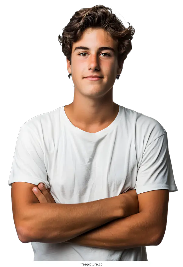 [Transparent Background PNG]Portrait of a young man with brown hair and freckles