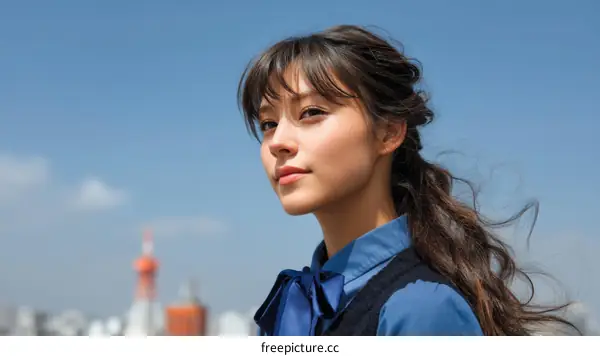 Asian Woman in Stylish Outfit Outdoors