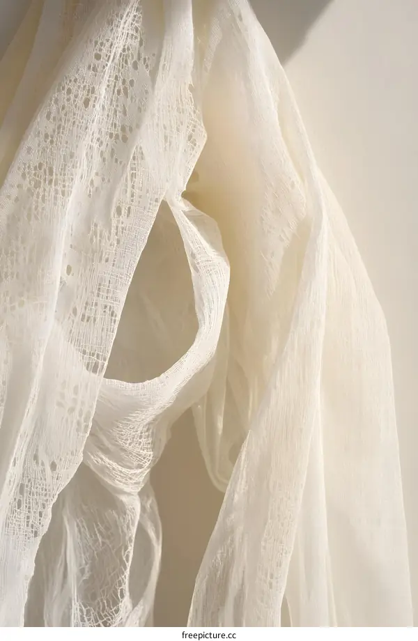 Abstract Texture of White Lace Fabric