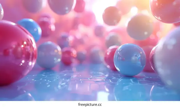 Surreal Dreamscape with Floating Glossy Spheres