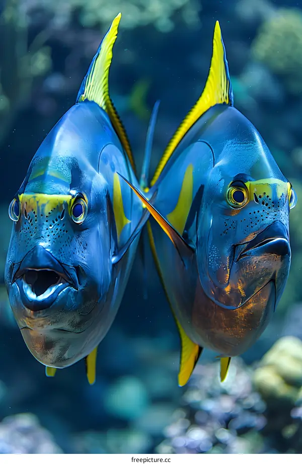 Two Blue Fish Underwater
