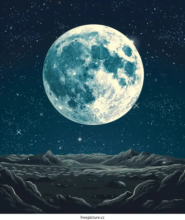Mesmerizing Blue Moon Landscape Illustration