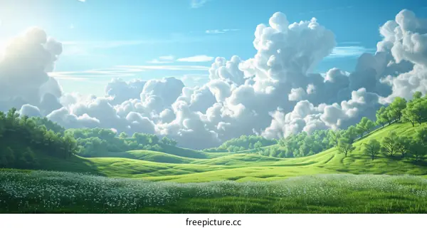 A Beautiful Summer Meadow Under a Cloudy Sky