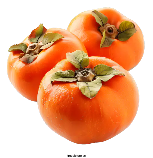 [Transparent Background PNG]Fresh persimmons on white background