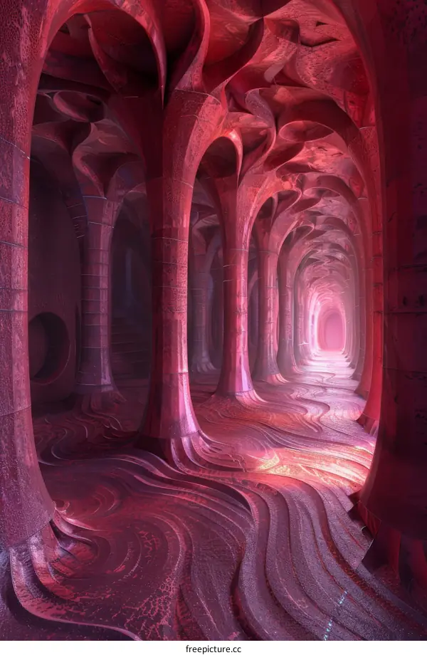 Futuristic Cave in Red