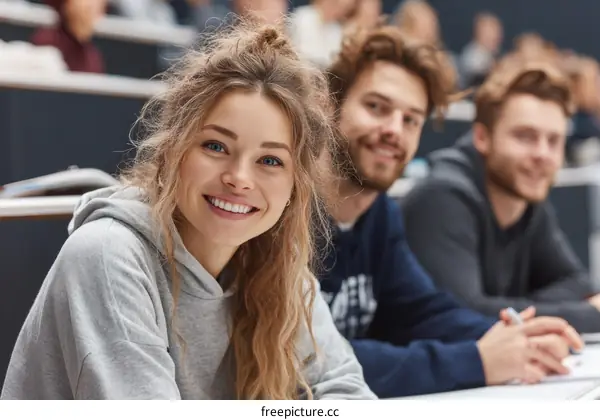 Smiling Students in a Classroom Setting