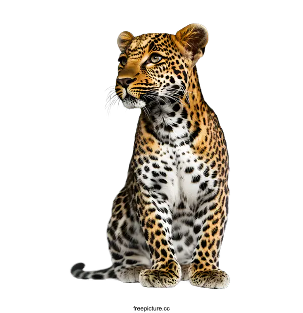 [Transparent Background PNG]Leopard Sitting on White Background