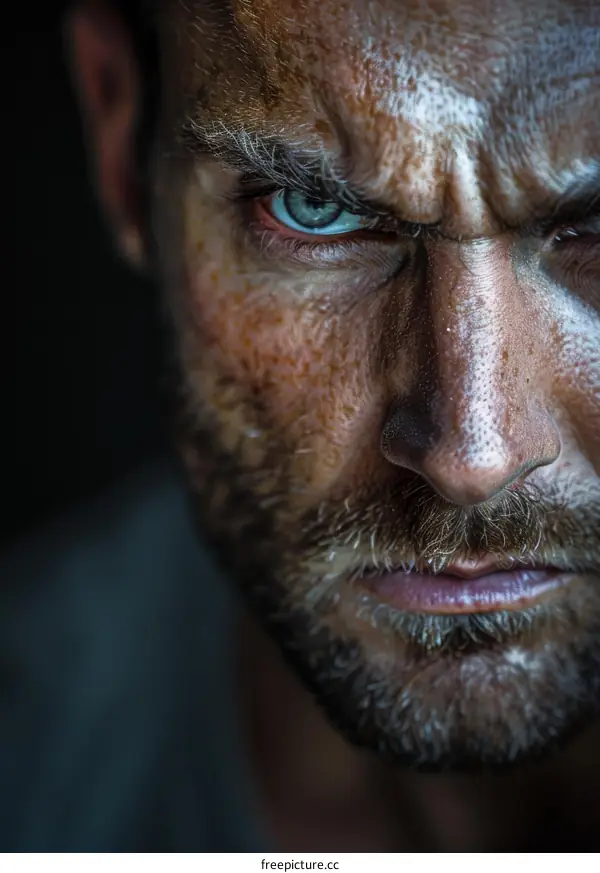 Closeup Portrait of a Man with Intense Gaze