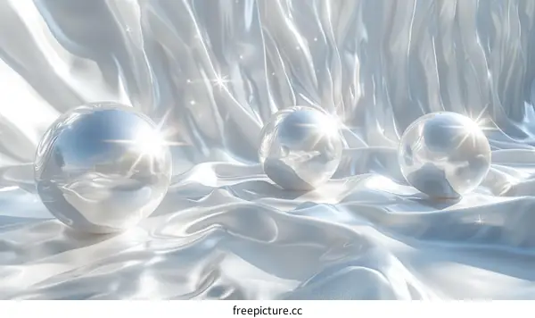 Three Orbs Resting on Luxurious White Silk