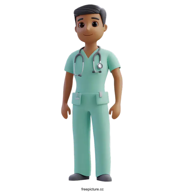 [Transparent Background PNG]Cartoon Doctor Illustration  in Scrubs