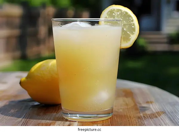 Glass Of Lemonade With Lemon Slice