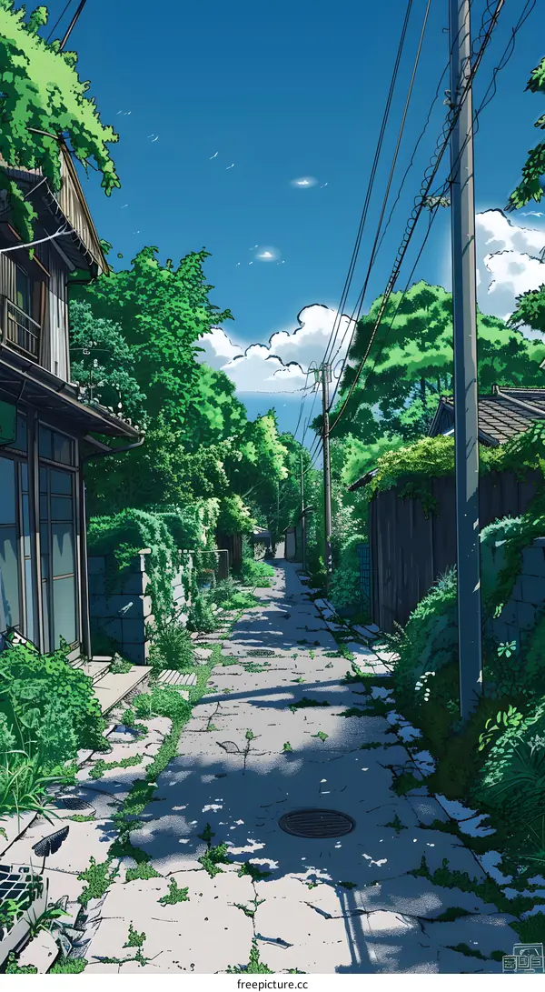 Summer Day in a Small Japanese Alley