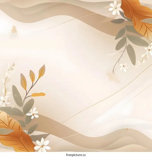 Abstract Floral Background with Beige and Brown Colors