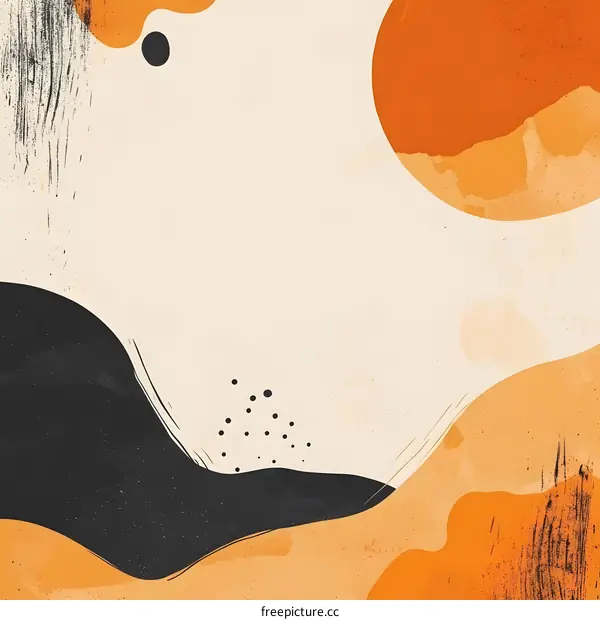 Abstract Art With Orange, Black, And White Colors