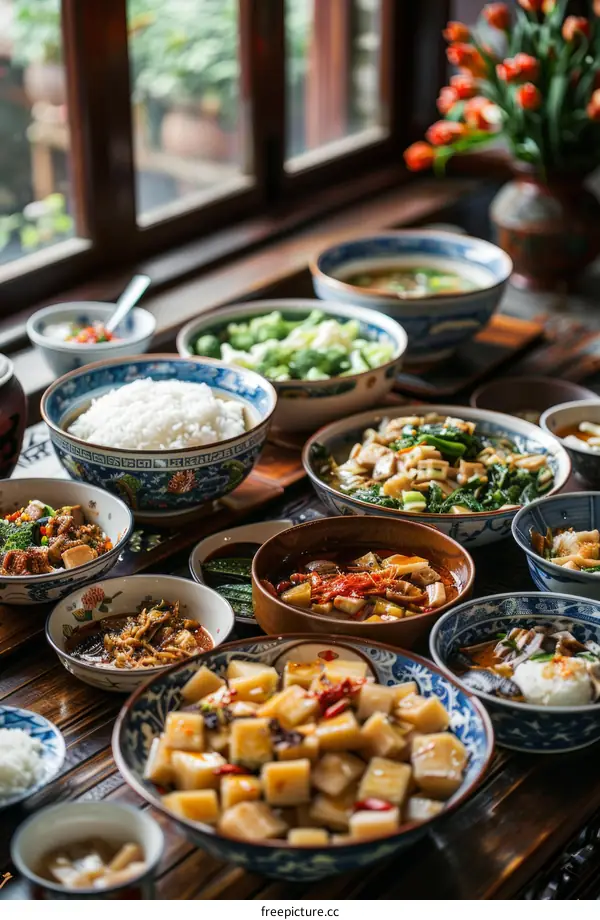 A table full of delicious Chinese food
