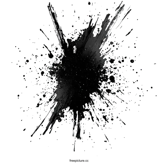 [Transparent Background PNG]Abstract Ink Blot Painting Spatter Art