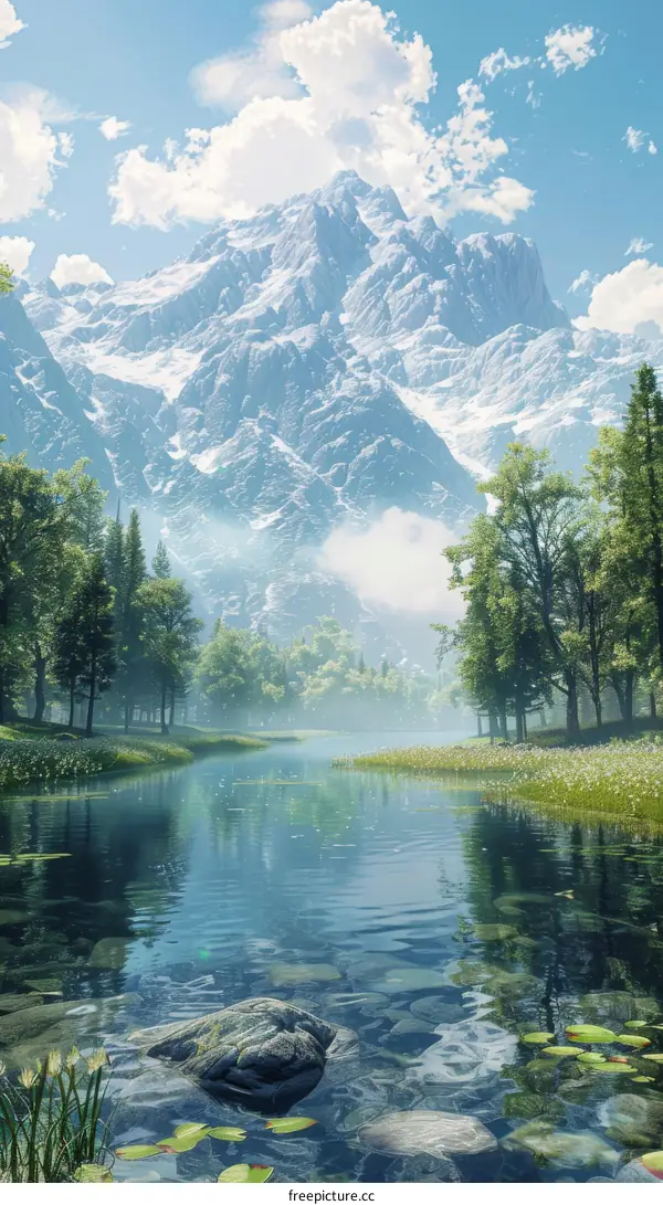 Tranquil Mountain Lake in a Valley with Lush Forest