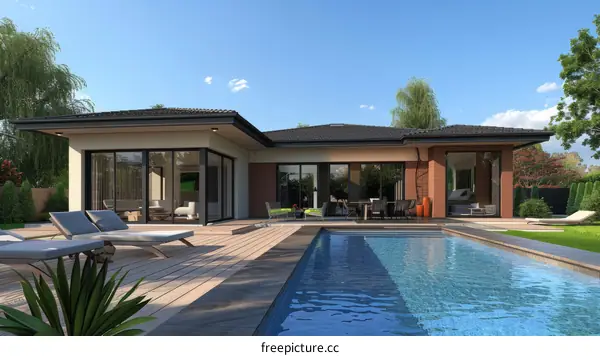 Modern Luxury Villa with Private Pool and Yard