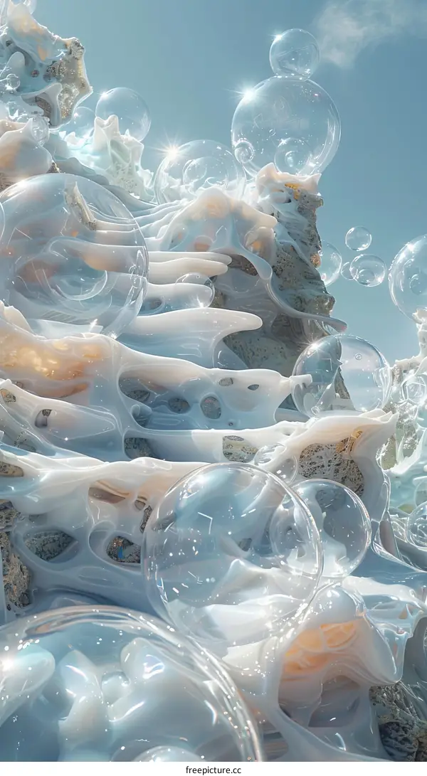 Coral Reef with Bubbles: A Close-up View
