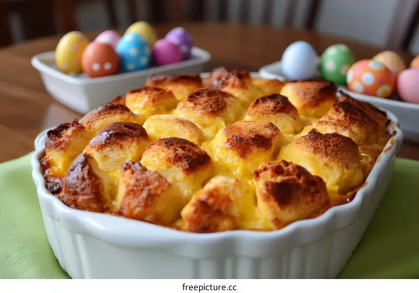 Delicious Easter Bread Pudding Dessert in a Dish