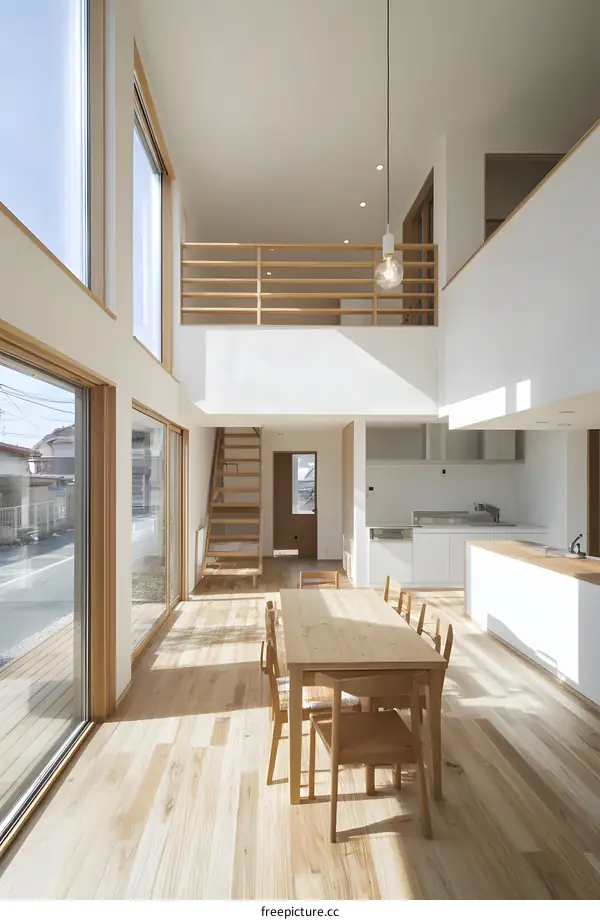 Modern House Interior Design With Light Wood Flooring And White Walls