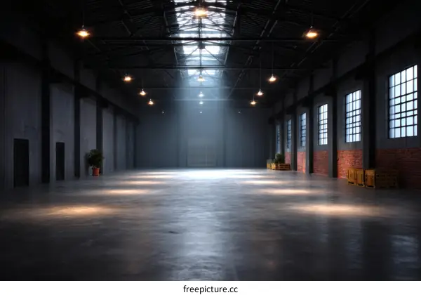 Empty Industrial Warehouse Interior Design