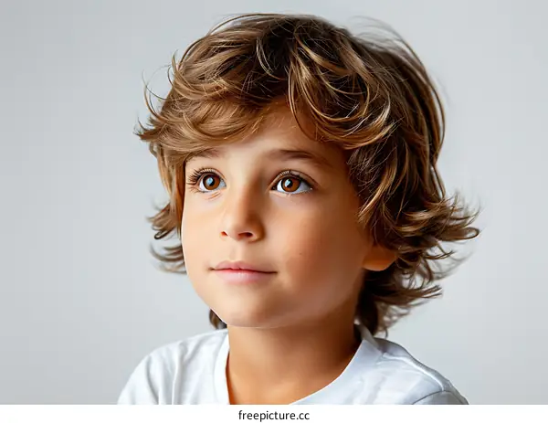 Portrait of a young boy with brown hair