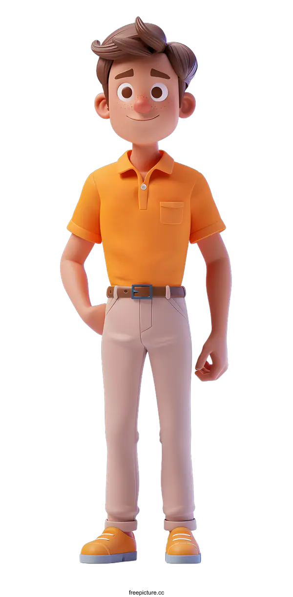 [Transparent Background PNG]Smiling Cartoon Character 3D Illustration