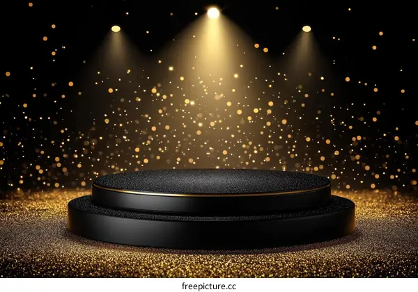 Black and Gold Award Ceremony Podium Illustration