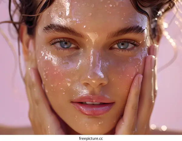 Woman with Glowing Skin and Wet Hair