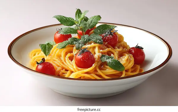 Delicious Tomato Pasta in a Beautiful Plate
