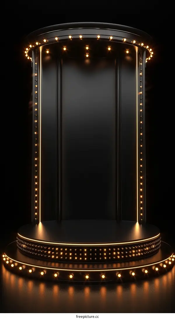 Black and gold podium with glowing lights