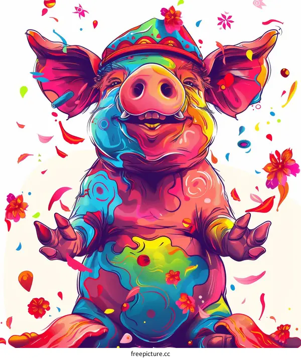 Psychedelic Pig Illustration