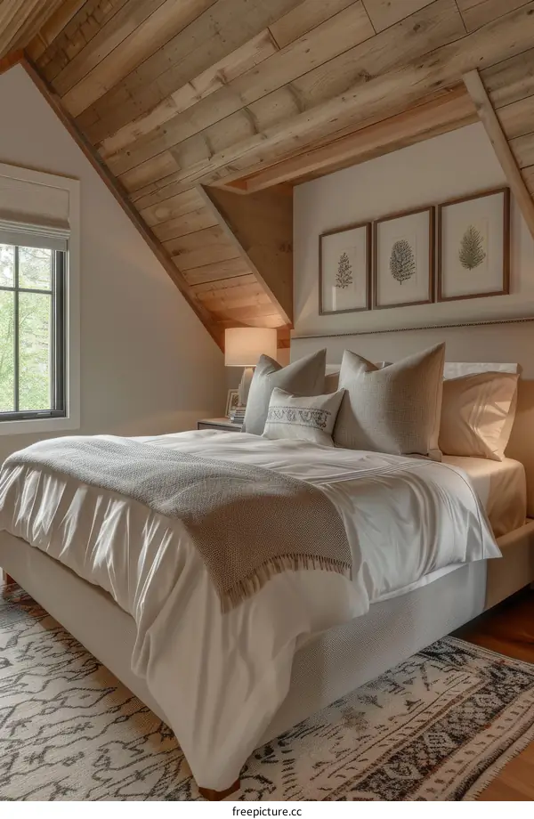 Cozy Rustic Bedroom with Wooden Ceiling