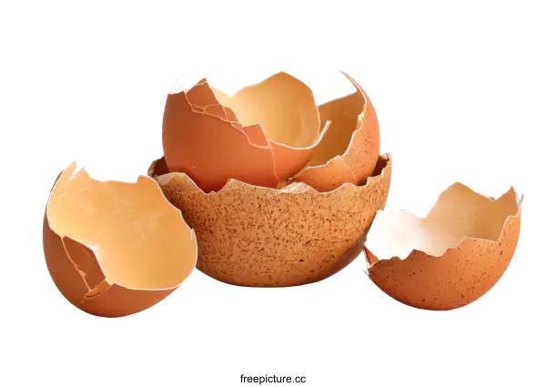 [Transparent Background PNG]Broken Eggshells on a Gray Background