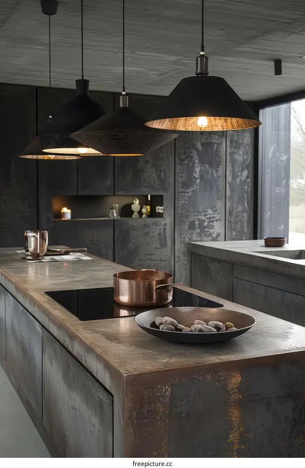 Modern Kitchen Island with Wood and Metal Design