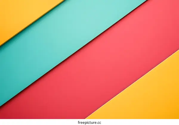 Abstract Geometric Background with Diagonal Lines in Yellow Blue and Red
