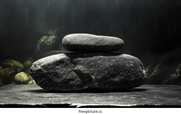 Stack of Dark Gray Stones, Still Life