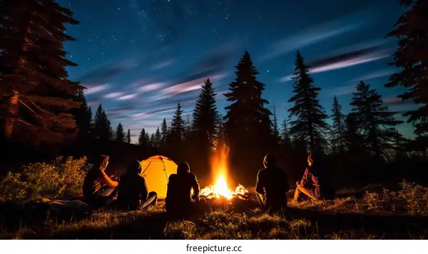 A group of friends camping in the wilderness