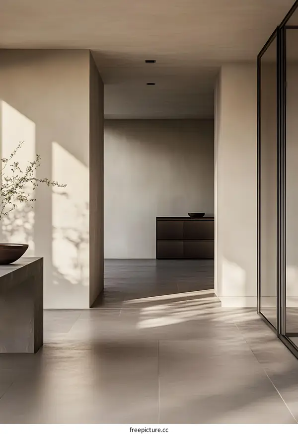 Minimalist Interior Design with Natural Light and Geometric Shapes