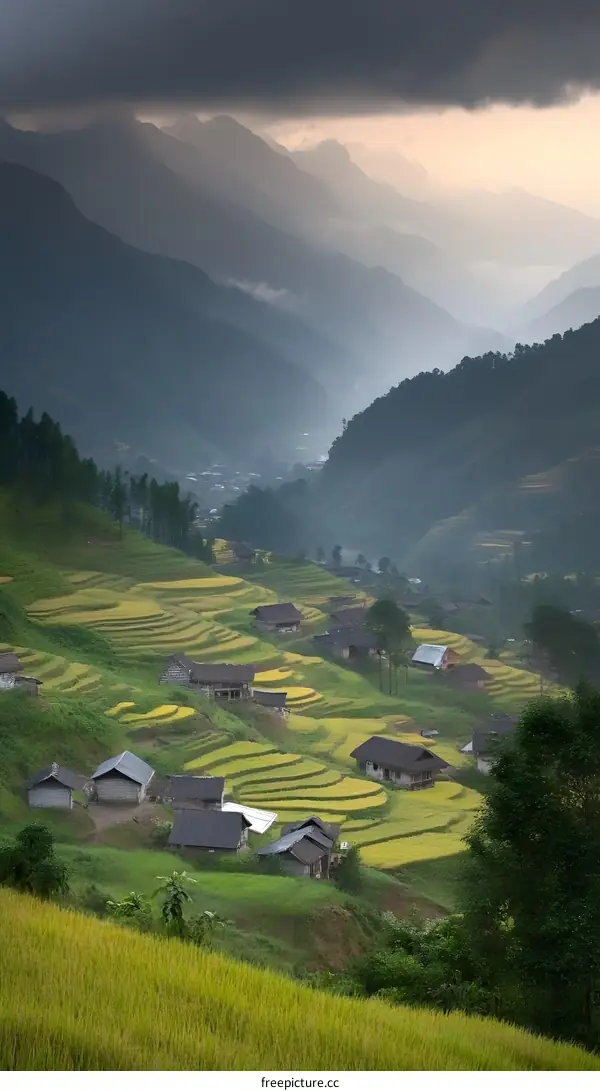 Rice Terraces in the Mountains of Vietnam